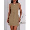 imagePRETTYGARDEN Work Dresses for Women 2026 Summer Business Formal Short Dress Sleeveless Button Down Elegant Office OutfitsDark Khaki