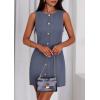 imagePRETTYGARDEN Work Dresses for Women 2026 Summer Business Formal Short Dress Sleeveless Button Down Elegant Office OutfitsGrey Blue