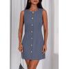 imagePRETTYGARDEN Work Dresses for Women 2026 Summer Business Formal Short Dress Sleeveless Button Down Elegant Office OutfitsGrey Blue