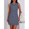 imagePRETTYGARDEN Work Dresses for Women 2026 Summer Business Formal Short Dress Sleeveless Button Down Elegant Office OutfitsGrey Blue