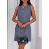 imagePRETTYGARDEN Work Dresses for Women 2026 Summer Business Formal Short Dress Sleeveless Button Down Elegant Office OutfitsGrey Blue