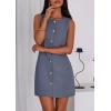 imagePRETTYGARDEN Work Dresses for Women 2026 Summer Business Formal Short Dress Sleeveless Button Down Elegant Office OutfitsGrey Blue