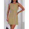 imagePRETTYGARDEN Work Dresses for Women 2026 Summer Business Formal Short Dress Sleeveless Button Down Elegant Office OutfitsKhaki