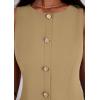 imagePRETTYGARDEN Work Dresses for Women 2026 Summer Business Formal Short Dress Sleeveless Button Down Elegant Office OutfitsKhaki