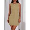 imagePRETTYGARDEN Work Dresses for Women 2026 Summer Business Formal Short Dress Sleeveless Button Down Elegant Office OutfitsKhaki