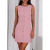 imagePRETTYGARDEN Work Dresses for Women 2026 Summer Business Formal Short Dress Sleeveless Button Down Elegant Office OutfitsPink