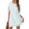 imagePRETTYGARDEN Womens 2026 Summer Casual Short Dresses Embroidered Lace Short Sleeve Boho Mini Dress Beach Vacation ClothesLight Blue