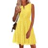 imagePRETTYGARDEN Womens Summer Dresses 2026 Sleeveless V Neck Eyelet Hollow Out Swing A Line Beach Vacation Sun DressYellow