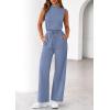 imagePRETTYGARDEN One Piece Jumpsuits for Women Dressy Summer Business Casual Outifts Sleeveless Mock Neck Wide Leg RompersHaze BlueMedium