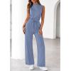 imagePRETTYGARDEN One Piece Jumpsuits for Women Dressy Summer Business Casual Outifts Sleeveless Mock Neck Wide Leg RompersHaze BlueMedium