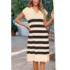 imagePRETTYGARDEN Summer Dress for Women Casual Sleeveless V Neck Striped Short Beach Dresses ApricotMedium