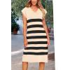 imagePRETTYGARDEN Summer Dress for Women Casual Sleeveless V Neck Striped Short Beach Dresses ApricotMedium