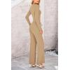 imagePRETTYGARDEN Two Piece Sets For Women Long Sleeve V Neck Crop Tops Flare Pants Lounge Set Casual Outfits KhakiMedium