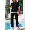 imagePRETTYGARDEN Two Piece Sets for Women 2025 Summer Spring Casual Sweater Knit Lounge Travel Matching Outfits ClothingBlack
