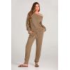 imagePRETTYGARDEN Women 2 Piece Outfits Long Sleeve Pullover Tops And Long Pants Tracksuit Sweater Sets