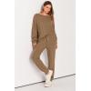 imagePRETTYGARDEN Women 2 Piece Outfits Long Sleeve Pullover Tops And Long Pants Tracksuit Sweater Sets
