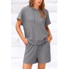 imagePRETTYGARDEN Women 2 Piece Outfits Tracksuit Cap Sleeve Hooded Sweatshirt High Waist Shorts Sweatsuits Set GreyXLarge