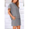 imagePRETTYGARDEN Women 2 Piece Outfits Tracksuit Cap Sleeve Hooded Sweatshirt High Waist Shorts Sweatsuits Set GreyXLarge