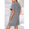 imagePRETTYGARDEN Women 2 Piece Outfits Tracksuit Cap Sleeve Hooded Sweatshirt High Waist Shorts Sweatsuits Set GreyXLarge