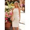 imagePRETTYGARDEN Women Bodycon Midi Dress 2026 Summer Spring Casual Vacation Sundress Fitted Sleeveless Tank DressesSolid Apricot