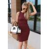 imagePRETTYGARDEN Women Bodycon Midi Dress 2026 Summer Spring Casual Vacation Sundress Fitted Sleeveless Tank DressesWine Red