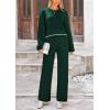 imagePRETTYGARDEN Womens 2 Piece Fall Outfits Long Sleeve Crop Top Wide Leg Pants Knit Pullover Sweater Lounge Set