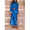 imagePRETTYGARDEN Womens 2 Piece Satin Outfit Long Sleeve Mock Neck Crop Top Blouse High Waisted Maxi Skirt Dress Set