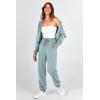 imagePRETTYGARDEN Womens 2 Piece Tracksuit Outfits Long Sleeve Zip Up Sweatshirt Drawstring Sweatpants Lounge Set