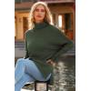 imagePRETTYGARDEN Womens 2023 Oversized Turtleneck Sweater Casual Long Sleeve Chunky Knit Pullover Winter Tops BlouseGreen