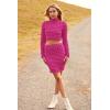 imagePRETTYGARDEN Womens 2024 Fall 2 Piece Outfits Mock Neck Crop Tops and Bodycon Mini Skirt Dress Sets