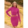 imagePRETTYGARDEN Womens 2024 Fall 2 Piece Outfits Mock Neck Crop Tops and Bodycon Mini Skirt Dress Sets