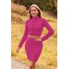 imagePRETTYGARDEN Womens 2024 Fall 2 Piece Outfits Mock Neck Crop Tops and Bodycon Mini Skirt Dress Sets