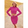 imagePRETTYGARDEN Womens 2024 Fall 2 Piece Outfits Mock Neck Crop Tops and Bodycon Mini Skirt Dress Sets