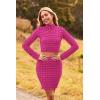 imagePRETTYGARDEN Womens 2024 Fall 2 Piece Outfits Mock Neck Crop Tops and Bodycon Mini Skirt Dress Sets