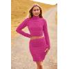 imagePRETTYGARDEN Womens 2024 Fall 2 Piece Outfits Mock Neck Crop Tops and Bodycon Mini Skirt Dress Sets
