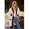 imagePRETTYGARDEN Womens 2024 Fall Cable Knit Cardigan Sweaters Casual Long Sleeve Open Front Loose Outerwear Coats BeigeMedium