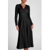 imagePRETTYGARDEN Womens 2024 Fall Midi Dress Casual Long Sleeve V Neck Cocktail Party A Line Flowy Dresses BlackSmall