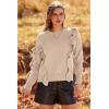 imagePRETTYGARDEN Womens 2024 Knit Pullover Sweaters Long Sleeve Crewneck Ruffle Loose Jumper Tops Blouses