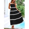 imagePRETTYGARDEN Womens 2024 Summer Maxi Sundress Spaghetti Strap Rickrack Ruffle Flowy Boho Casual Beach Vacation Long Dresses BlackLarge