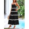 imagePRETTYGARDEN Womens 2024 Summer Maxi Sundress Spaghetti Strap Rickrack Ruffle Flowy Boho Casual Beach Vacation Long Dresses BlackLarge