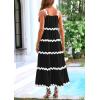 imagePRETTYGARDEN Womens 2024 Summer Maxi Sundress Spaghetti Strap Rickrack Ruffle Flowy Boho Casual Beach Vacation Long Dresses BlackLarge