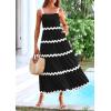 imagePRETTYGARDEN Womens 2024 Summer Maxi Sundress Spaghetti Strap Rickrack Ruffle Flowy Boho Casual Beach Vacation Long Dresses BlackLarge