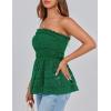 imagePRETTYGARDEN Womens Boho Tube Tops 2025 Summer Strapless Off Shoulder Eyelet Smocked Peplum Trendy Going Out Bandeau Top GreenMedium