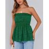 imagePRETTYGARDEN Womens Boho Tube Tops 2025 Summer Strapless Off Shoulder Eyelet Smocked Peplum Trendy Going Out Bandeau Top GreenMedium