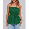 imagePRETTYGARDEN Womens Boho Tube Tops 2025 Summer Strapless Off Shoulder Eyelet Smocked Peplum Trendy Going Out Bandeau Top GreenMedium