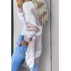 imagePRETTYGARDEN Womens Color Block Cardigan Long Sleeve Open Front Button Down Knit Sweater Coat with Pockets PinkMedium