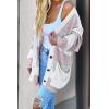 imagePRETTYGARDEN Womens Color Block Cardigan Long Sleeve Open Front Button Down Knit Sweater Coat with Pockets PinkMedium