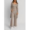 imagePRETTYGARDEN Womens Fall 3 Piece Pajamas Lounge Sets Ribbed Knit Spring Travel Vacation Outfits Cardigan Tank Tops Pants