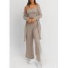 imagePRETTYGARDEN Womens Fall 3 Piece Pajamas Lounge Sets Ribbed Knit Spring Travel Vacation Outfits Cardigan Tank Tops Pants