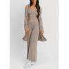 imagePRETTYGARDEN Womens Fall 3 Piece Pajamas Lounge Sets Ribbed Knit Spring Travel Vacation Outfits Cardigan Tank Tops Pants